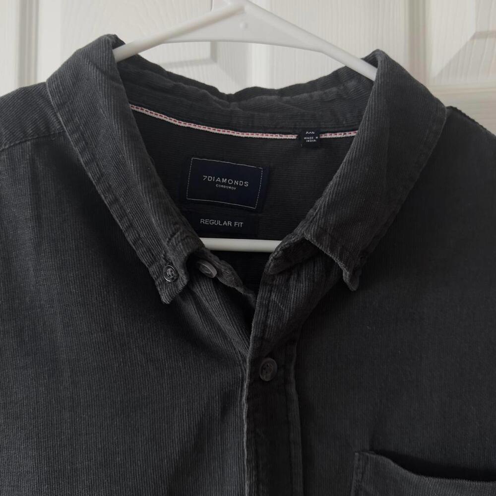 7 Diamonds regular fit gray corduroy button-down Men's XXL